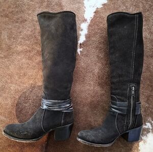 Lucchese Brown Suede Knee-High Boots